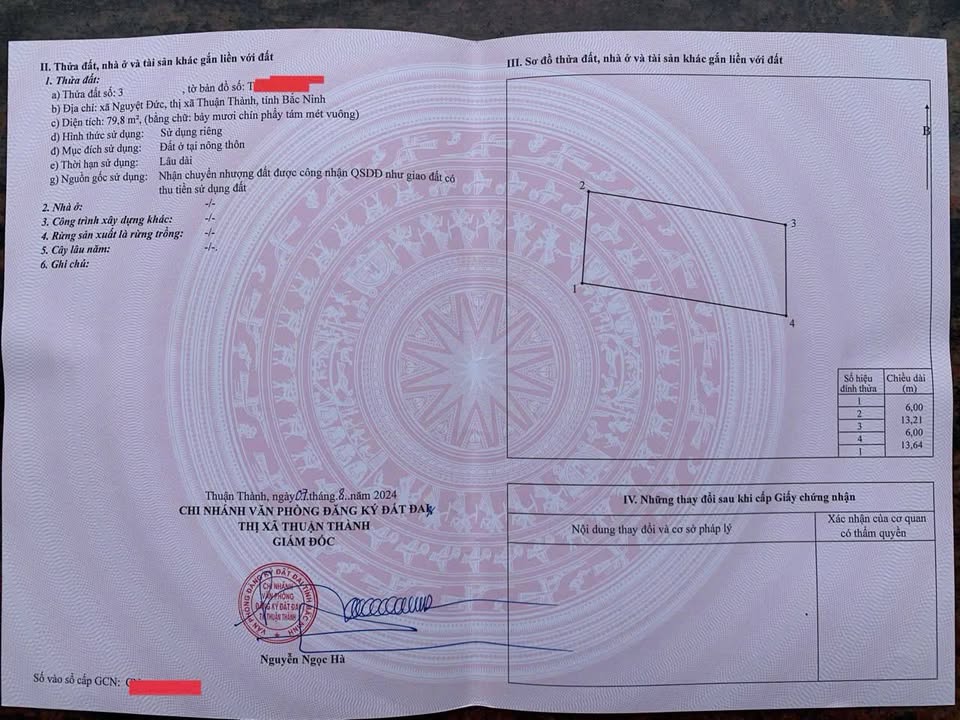 Cần bán gấp lô đất siêu đẹp tại Thuận Thành, Bắc Ninh, diện tích 79,8m2