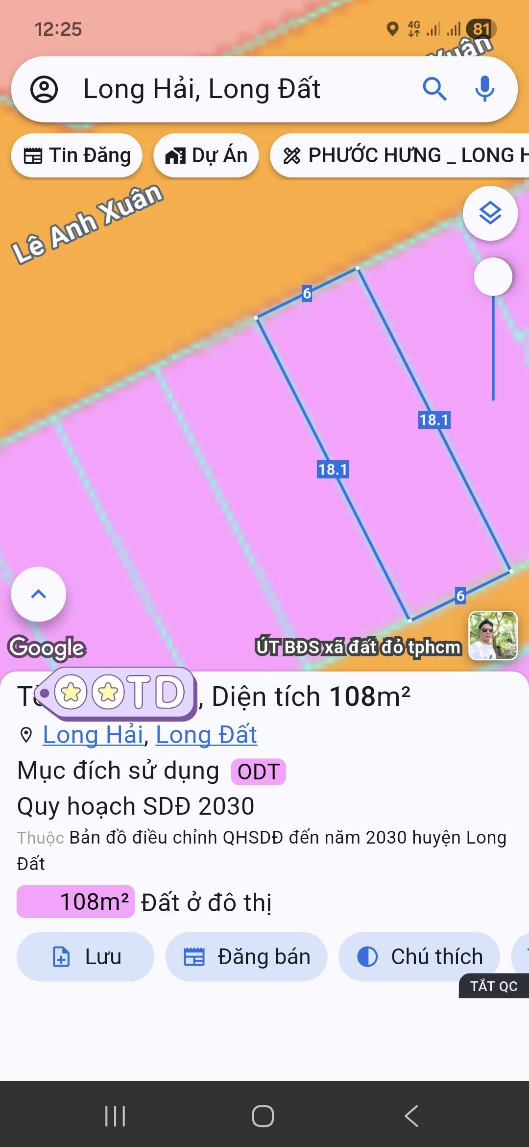 Đất tái định cư Long Hải - Mặt tiền Lê Anh Xuân, 108m², gần biển, giá 2.45 tỷ