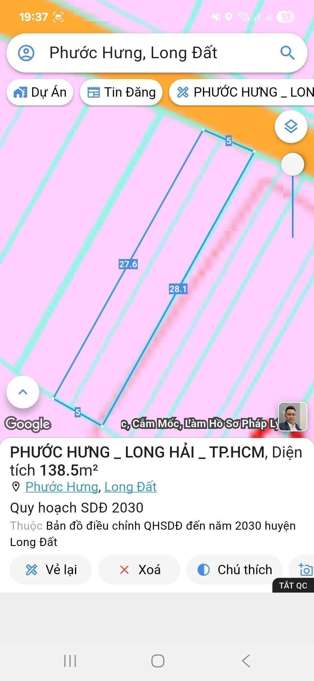 Bán đất mặt tiền đường bê tông xe hơi Phước Hưng, Long Hải - 1.35 tỷ