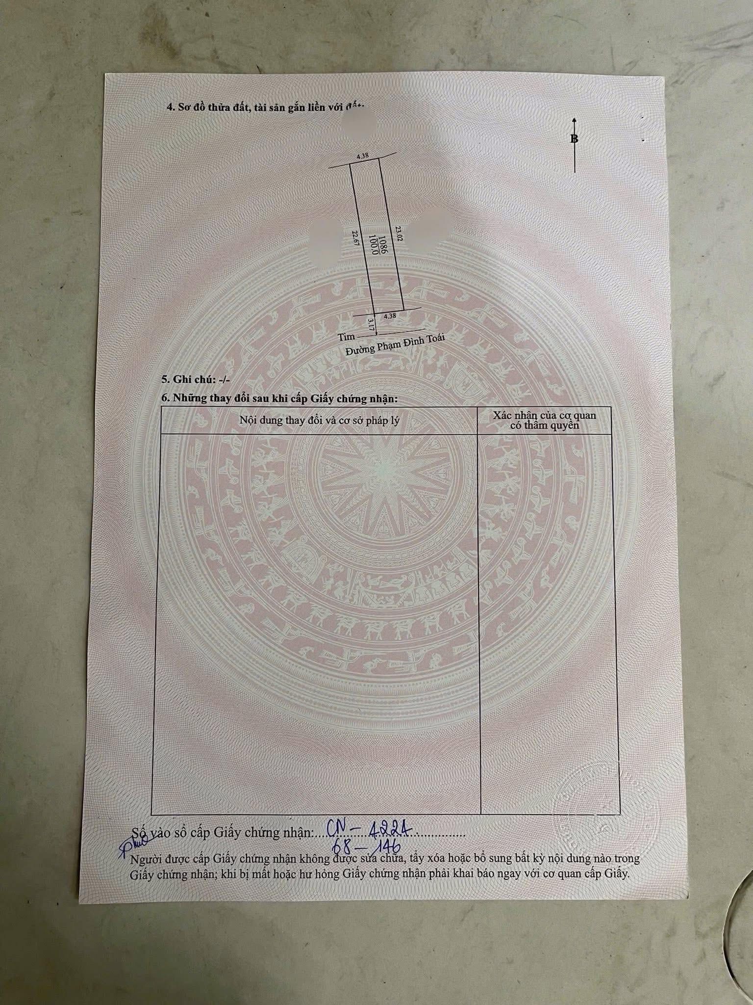 Mặt tiền Phạm Đình Toái, Huế 100m2, hướng Nam