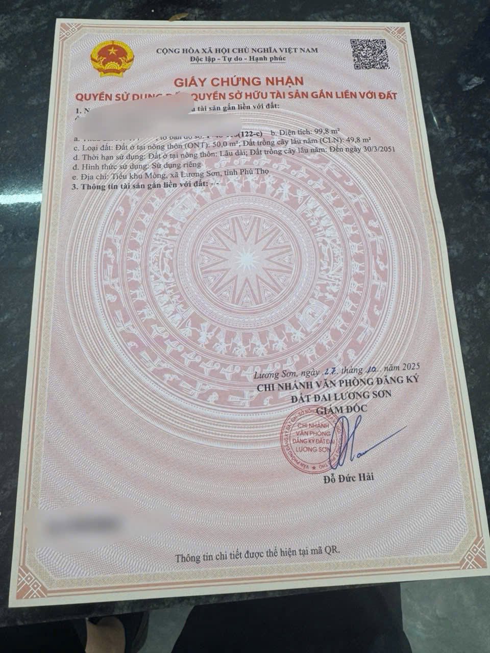 Đất Lương Sơn - Hòa Bình, ặt tiền kinh doanh, view đồng thoáng mát, sổ sẵn