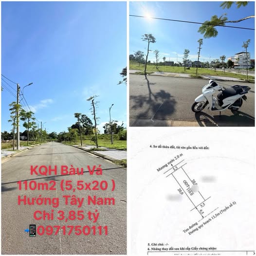 Bán đất khu quy hoạch Bàu Vá, 110m2, mặt tiền đường 19,5m, view công viên