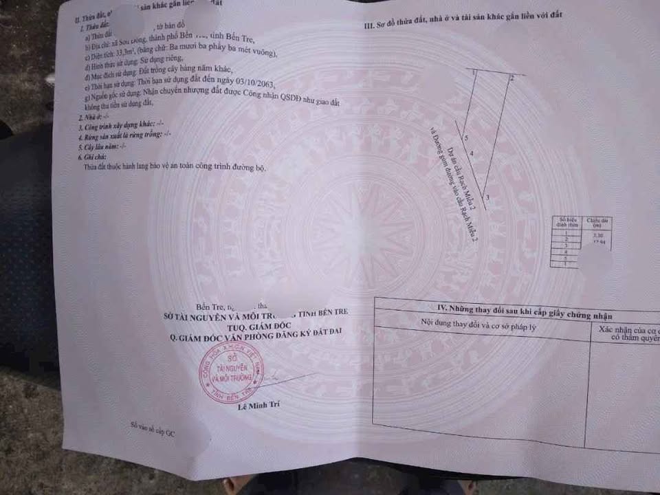 Bán đất 161m2 mặt tiền đường gom cầu RM2, Bến Tre