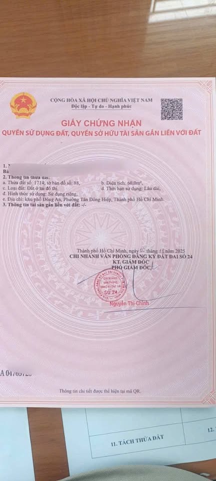 Đất Dĩ An 60m2, 3,3 tỷ, sắm ngay kẻo lỡ