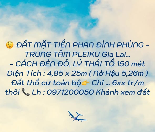 Đất Phan Đình Phùng, Pleiku mặt tiền nở hậu, giá hời