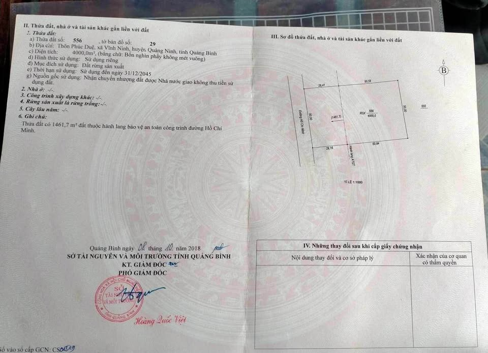 Bán 4000m2 đất mặt tiền 50m tại Vinh Ninh, Đồng Hới