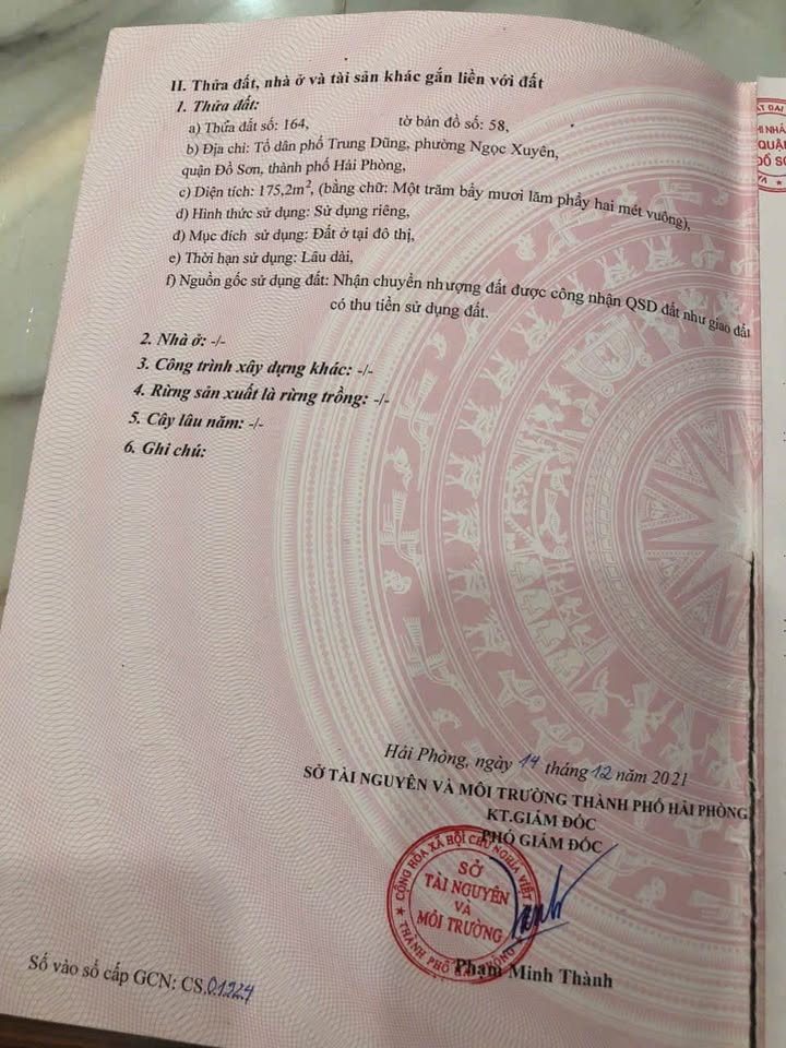 Bán đất mặt đường Trung Dũng, Đồ Sơn, Hải Phòng 175,2m2, mặt tiền 5m