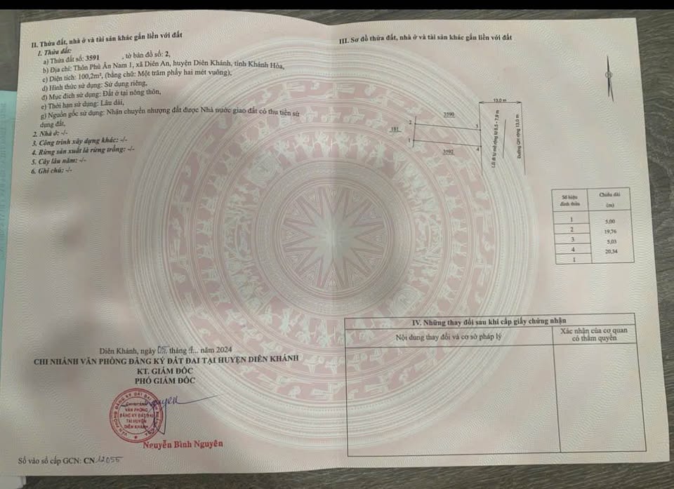 Bán đất nền 100.2m2 tại Khu đô thị Phú An Nam, Diên Khánh, Nha Trang