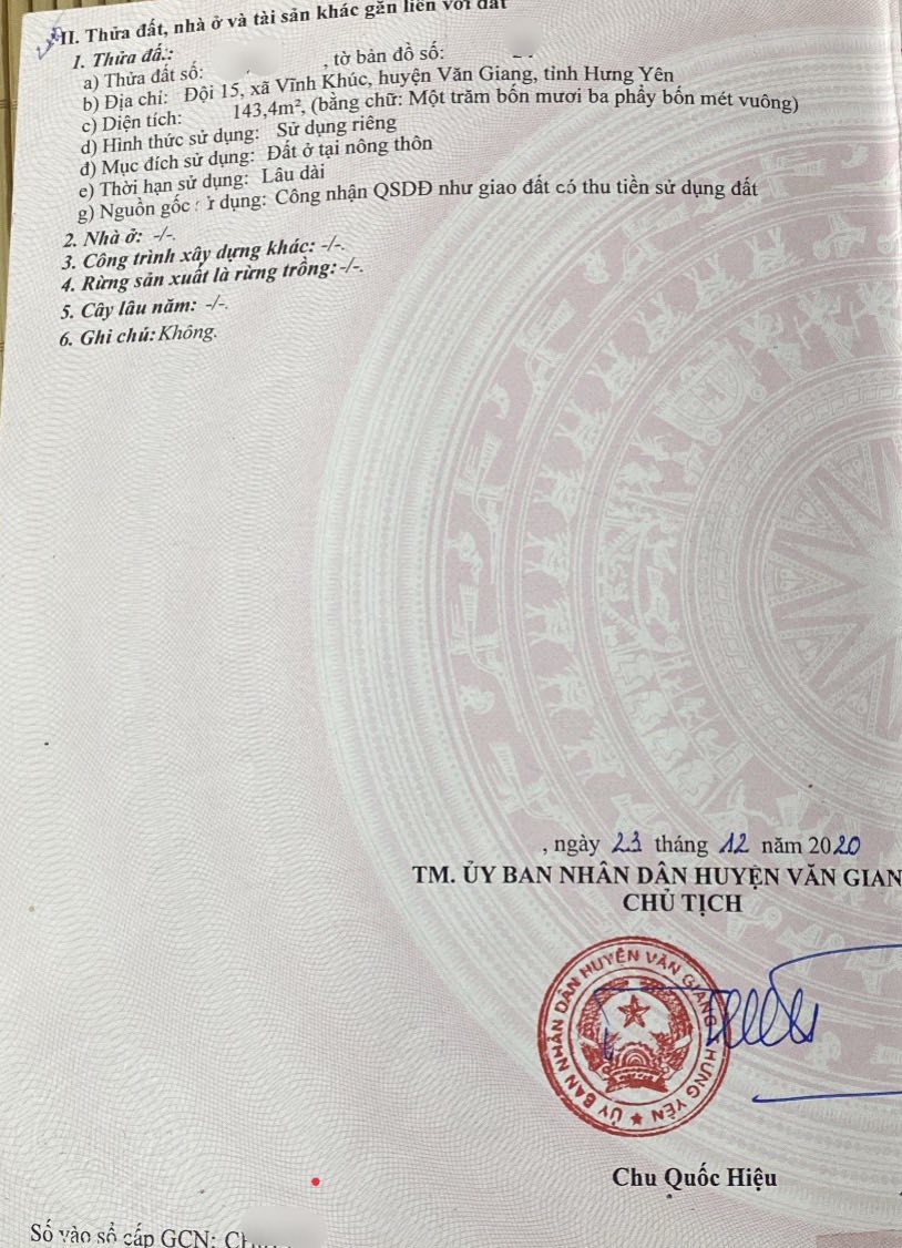 Bán nhà 2 tầng 143m² Vĩnh Khúc, Văn Giang, Hưng Yên mặt tiền 6,9m, ô tô vào nhà