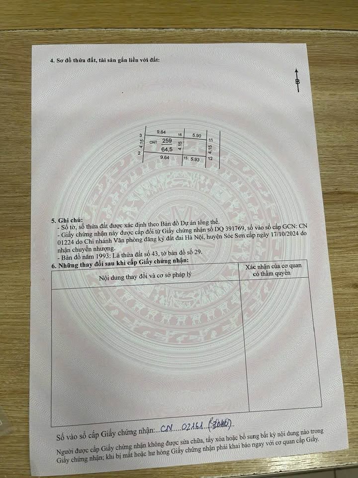 Đất Sóc Sơn 64,5m², mặt tiền 4,15m, đường thông thoáng, gần nút giao Vành đai 4