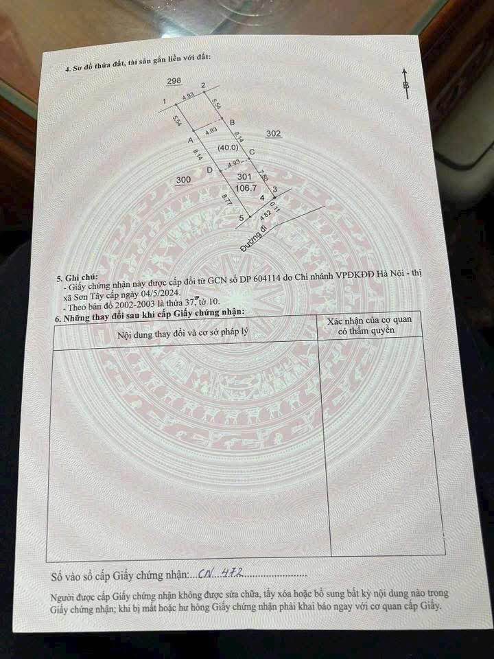 Chính chủ cần bán gấp lô đất 106.7m² tại Phường Xuân Khanh, thị xã Sơn Tây, thành phố Hà Nội