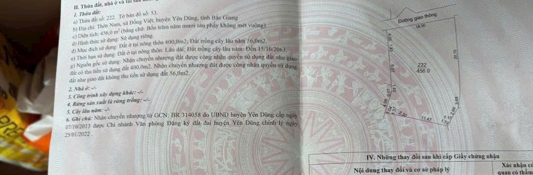 Đất thổ cư siêu rộng tại Yên Dũng mặt tiền 18,5m, đường ô tô
