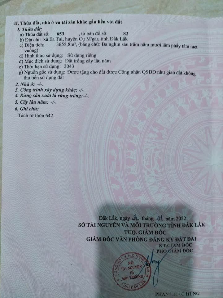 Bán đất 3655m² đẹp, vị trí đắc địa tại Buôn Ma Thuột