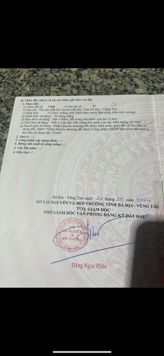 Bán đất mặt tiền đường Trần Huy Liệu, Đất Đỏ, gần trung tâm hành chính, giá 1,15 tỷ