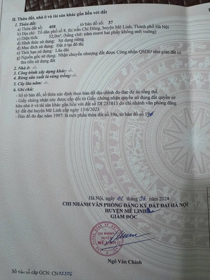 Mảnh đất vuông vắn 52m2 tại Chi Đông, Bình Xuyên cơ hội đầu tư sinh lời