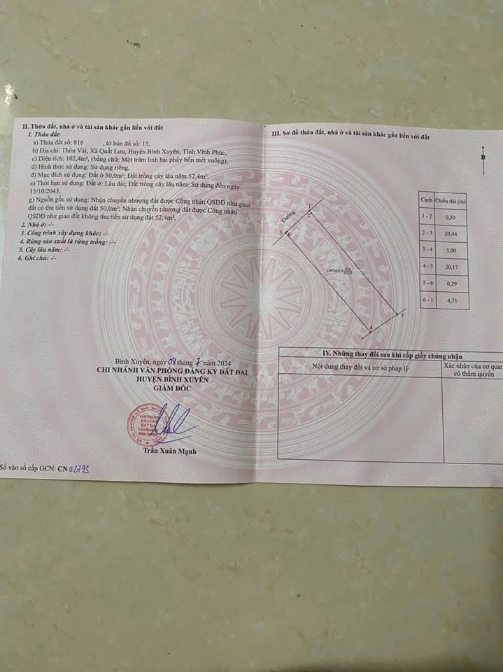 Ô đất Thôn Vải 102m2 vuông vắn, gần chợ, tiện ích đủ đầy