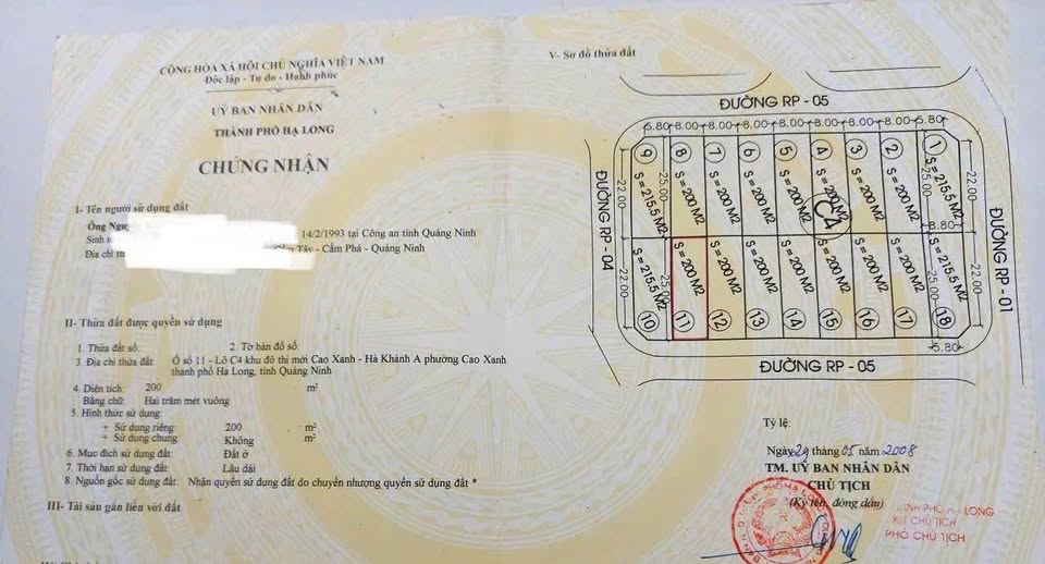 Đất nền Cao Xanh HKA, lô C4-11, hướng Đông Nam, giá tốt