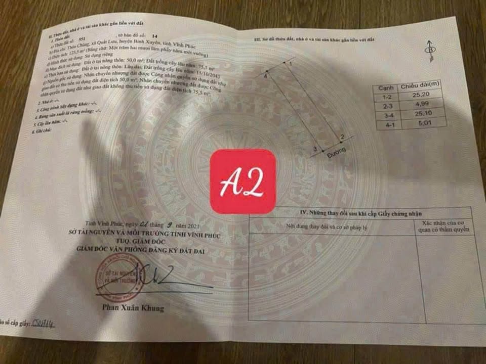 Bán đất F0 Xóm Chũng, Vĩnh Phúc - 125m2, mặt tiền 5m, đường ô tô