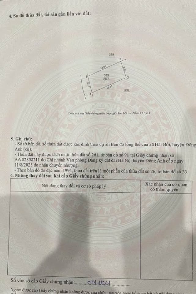 Bán đất Hải Bối, Đông Anh (cũ), diện tích 80.8m2, mặt tiền 6m, đường ô tô tải