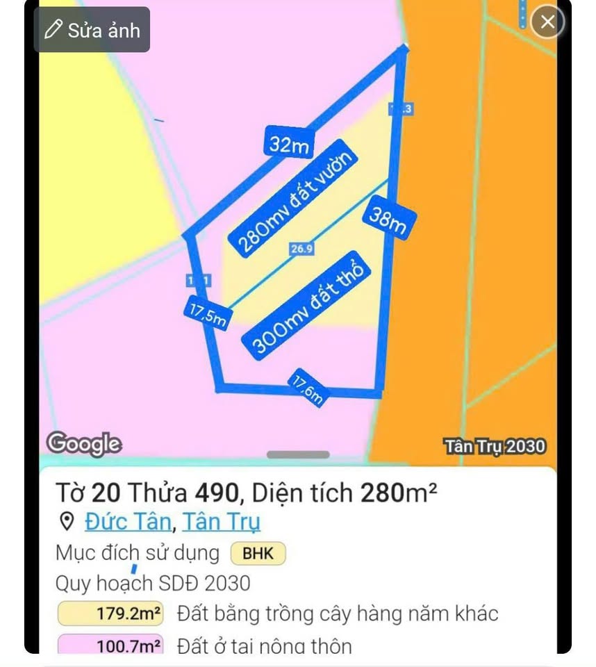 Đất vườn 580m2 giáp sông Vàm Cỏ, sổ riêng từng nền, cơ hội vàng cất nhà vườn, nhà Yến