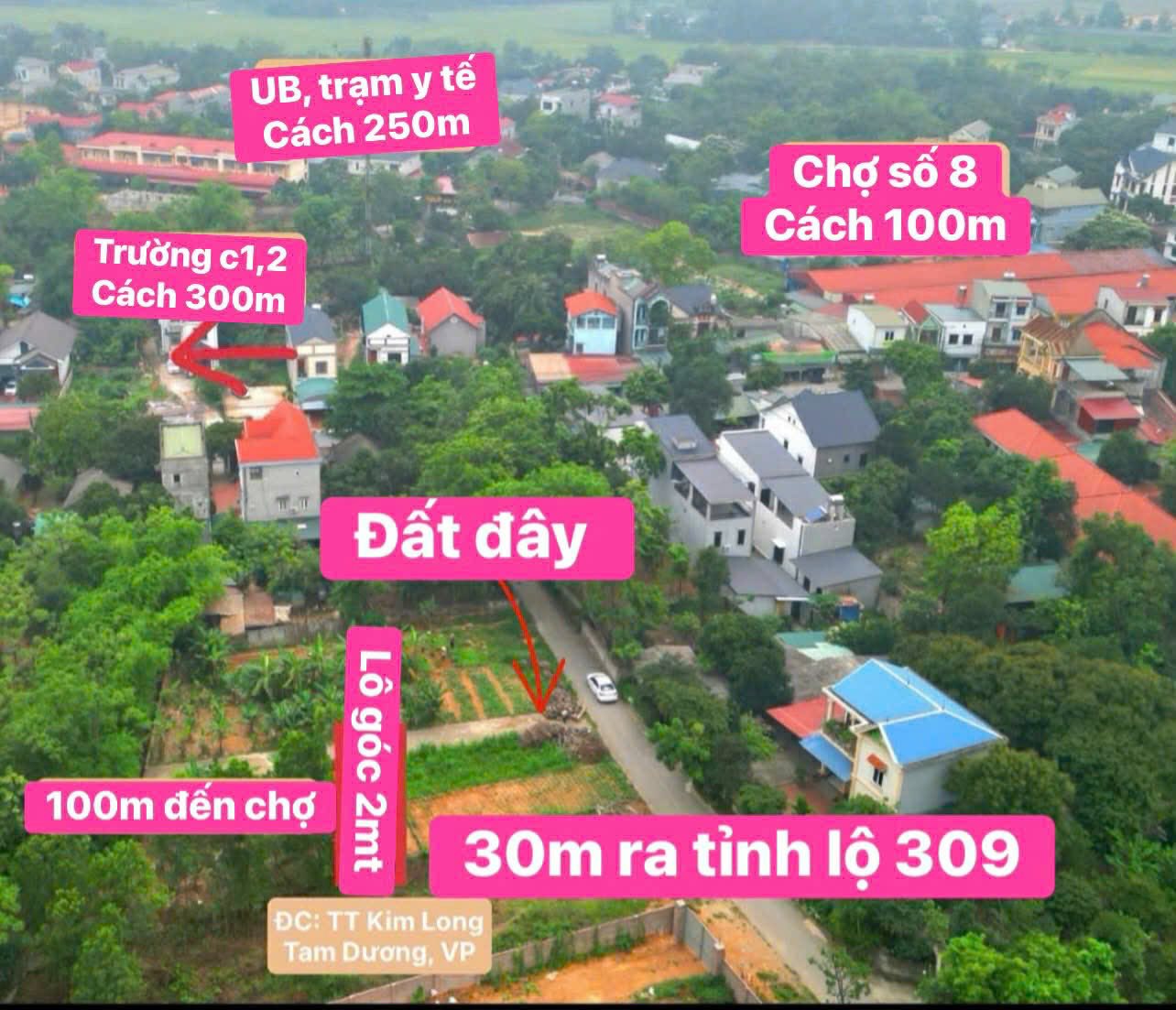 Siêu phẩm 2 mặt tiền 102m² tại thị trấn Kim Long, Vĩnh Phúc chỉ 1,3 tỷ