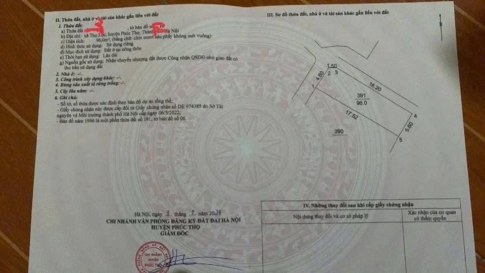 Bán lô góc 96m2 thoáng mát, ô tô đỗ cửa - Phúc Thọ, Hà Nội