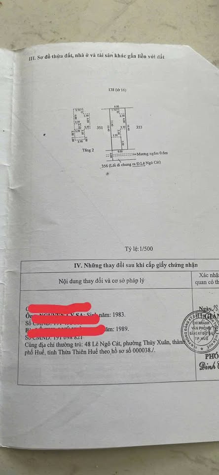 Bán nhà 2 tầng kiệt ô tô đường Lê Ngô Cát, Huế, giá tốt, 2.39 tỷ