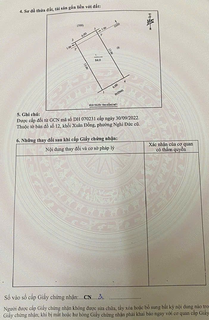 Bán đất Nghi Đức (cũ), mặt tiền 6m, đường 12m, 84m2, 3.1 tỷ