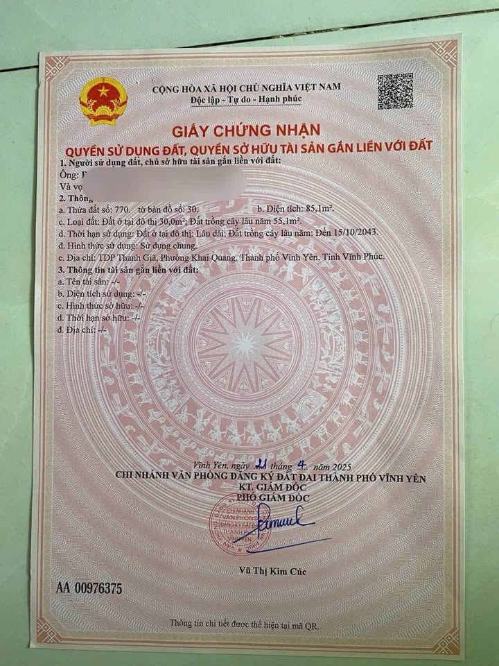 Bán đất 85m2 trục kinh doanh sầm uất tại Ngõ 11 - Băng 2 Tôn Đức Thắng, Vĩnh Yên