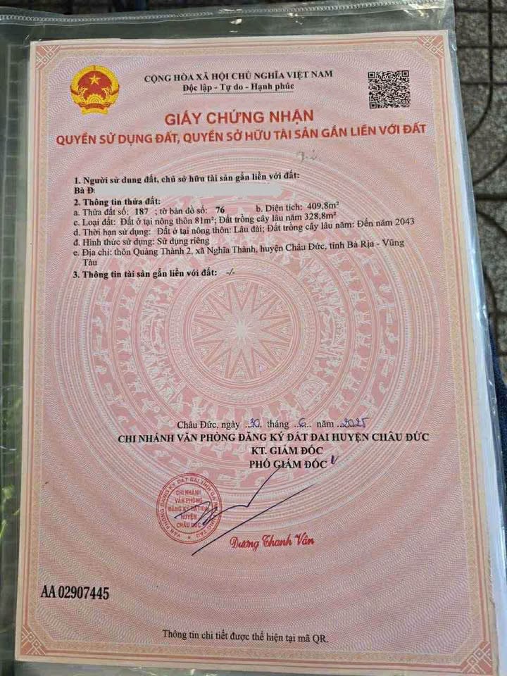 Bán đất vàng 81m2 thổ cư, mặt tiền 10m tại Phú Mỹ, Bà Rịa - Vũng Tàu - Giá 4.5 tỷ