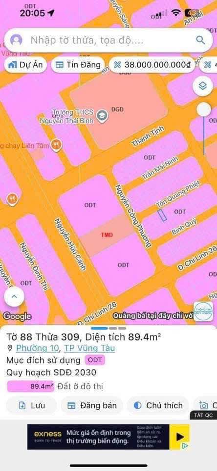 Đất thổ cư mặt tiền đường Tôn Quang Phiệt, Vũng Tàu vị trí đắc địa, xây dựng 4 tầng