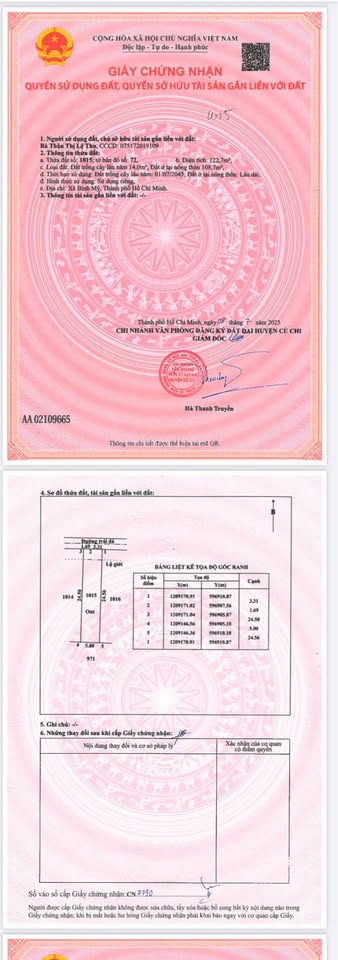 Đất thổ cư Bình Mỹ, Củ Chi - Diện tích 5x24m, giá 1.75 tỷ