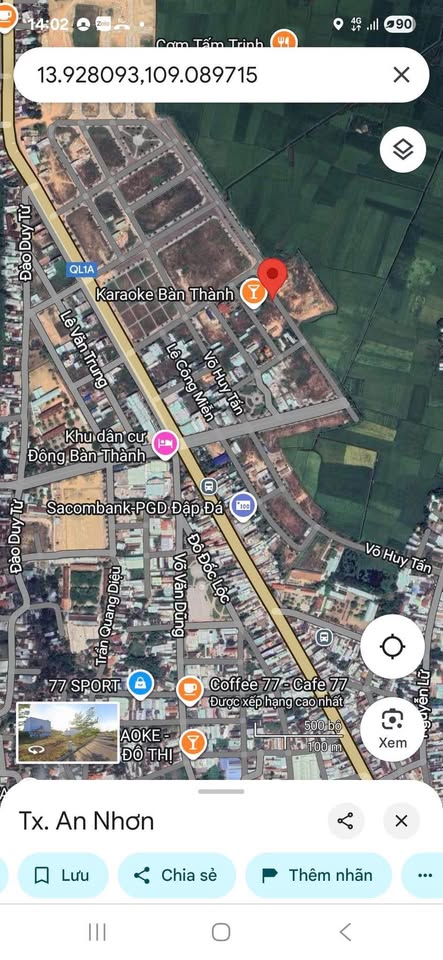 Đất view ruộng 90m2, mặt tiền 30m Bình Định, giá chỉ 1,4 tỷ