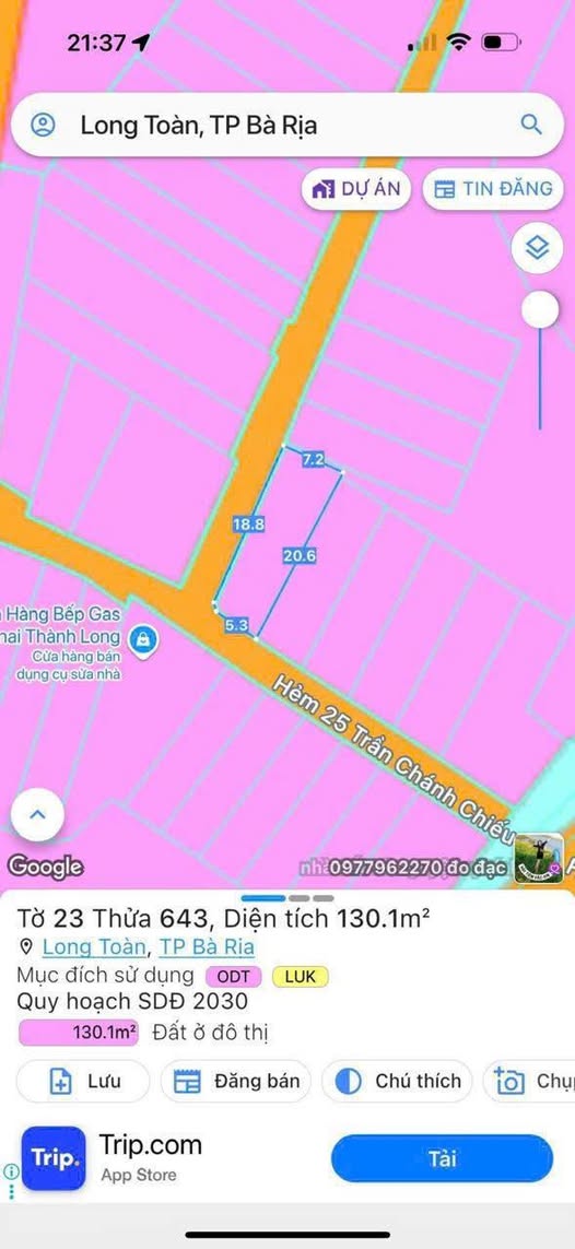 Đất lô góc 2 mặt tiền Trần Chánh Chiếu, Bà Rịa - Giá sốc 2,05 tỷ