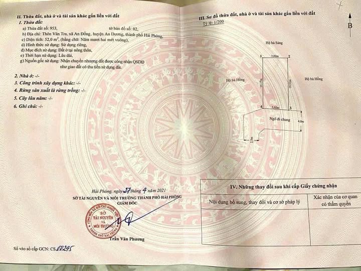 Bán lô đất 52m2, đường thông ô tô tại An Đồng, Hải An, Hải Phòng