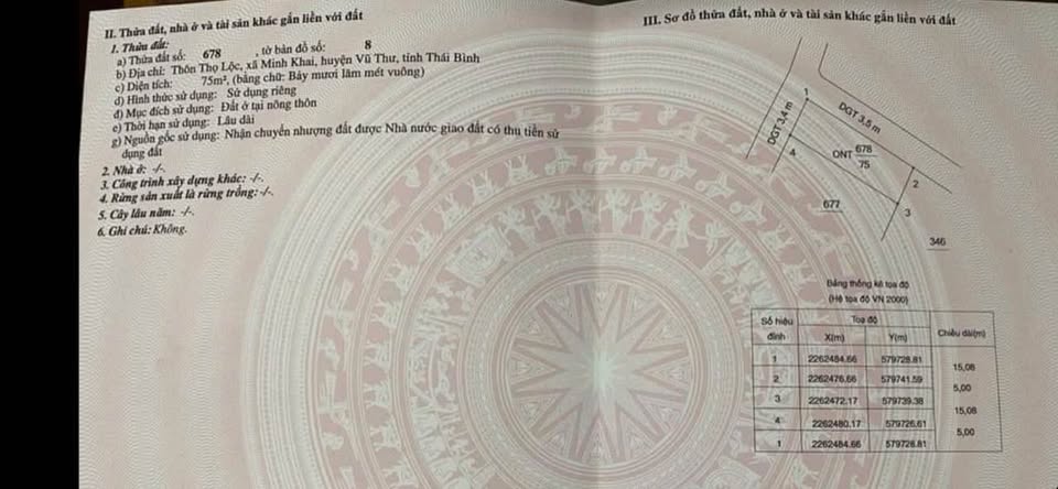 Siêu phẩm lô góc 75m2 mặt tiền 5m tại Minh Khai, Vũ Thư, ô tô tránh