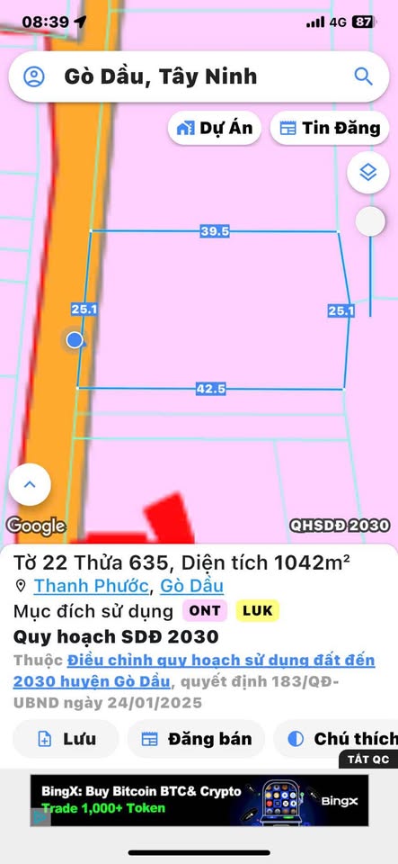 Bán đất thổ cư tại khu phố Xớm Đồng, phường Gò Dầu, huyện Gò Dầu, tỉnh Tây Ninh