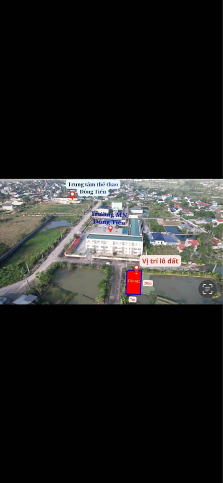 Đất đầu ve 2 mặt tiền, đối diện trường mầm non, giá chỉ 1,3 tỷ