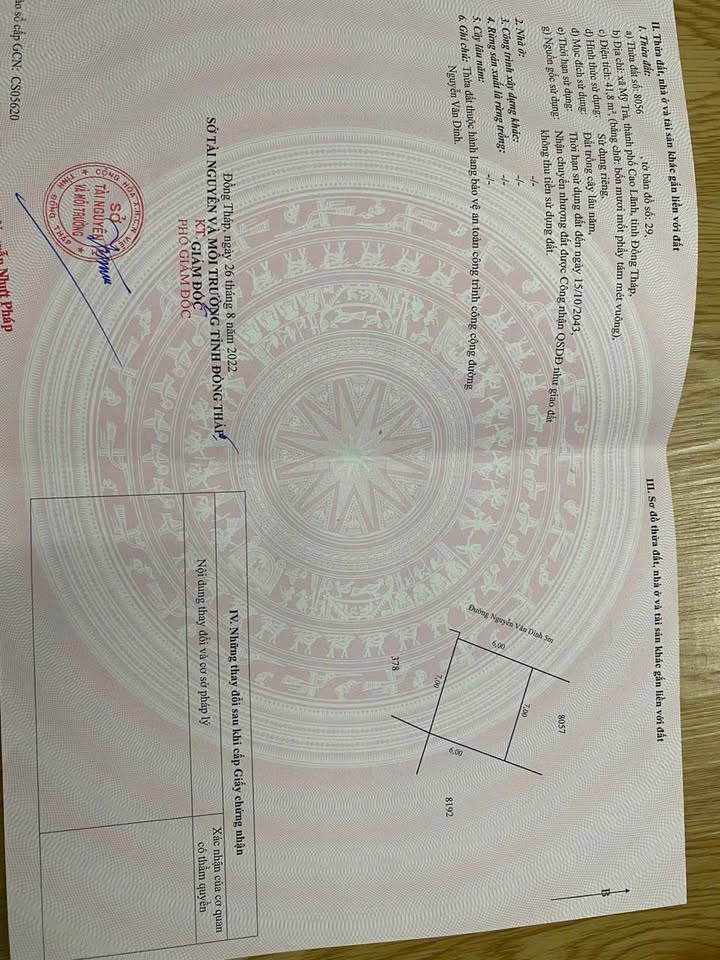 Bán nhanh đất nền 140m2 mặt tiền đường Nguyễn Văn Dình, Đồng Tháp - Cơ hội đầu tư hấp dẫn