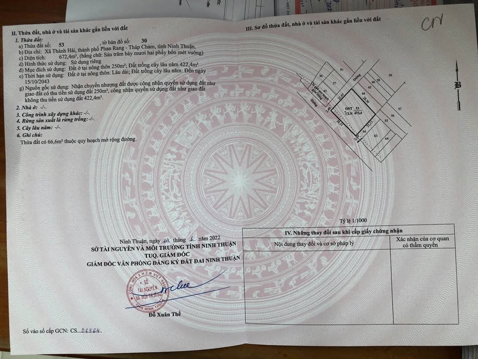 Bán đất thổ cư Phường Bảo An, Khánh Hòa, gần khu công nghiệp Thành Hải, Quốc lộ 1A