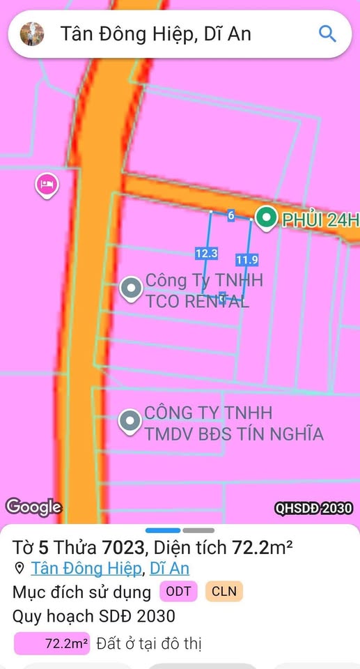 Bán đất thổ cư 68m² gần trường học Nguyễn Thị Minh Khai, Dĩ An, Bình Dương