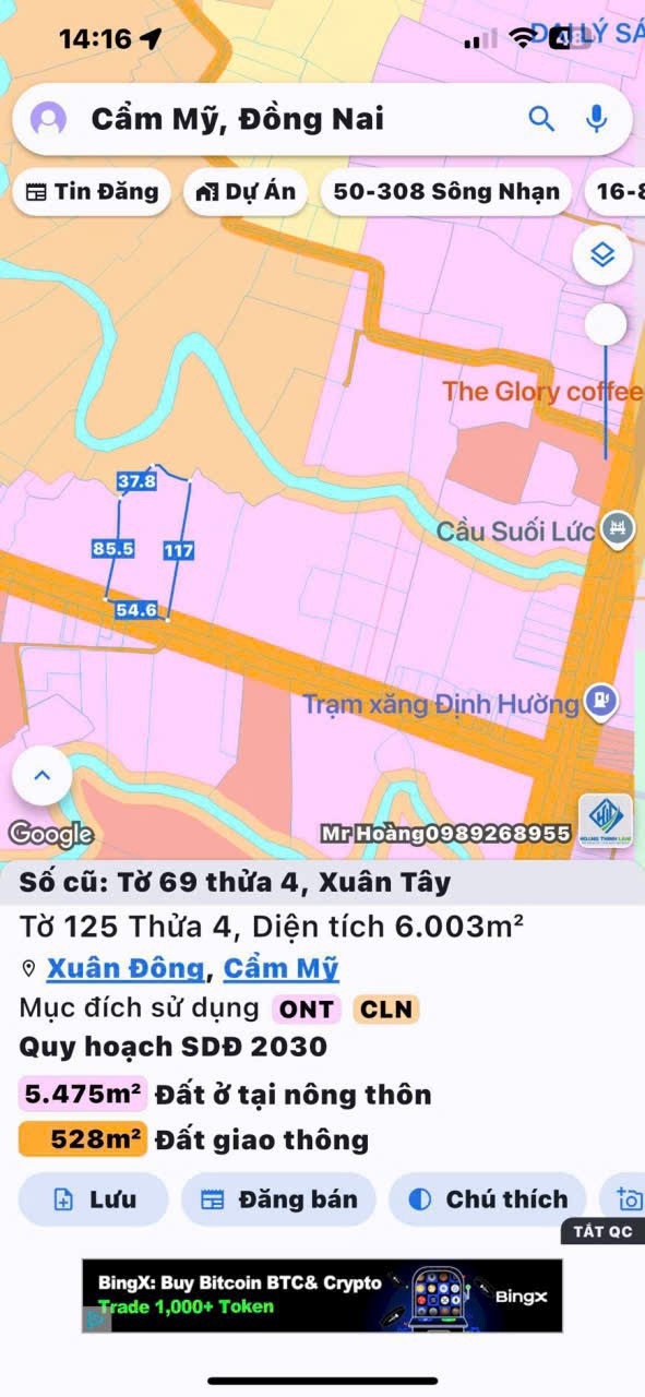 Bán đất vườn 1.4ha Xuân Tây, Cẩm Mỹ - View suối, sổ đỏ 300m² thổ cư