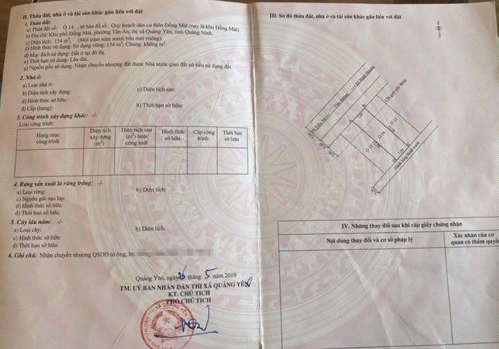 Bán đất Đồng Mát Tân, Quảng Yên diện tích 154m2, mặt tiền 7m, đường rộng 7,5m