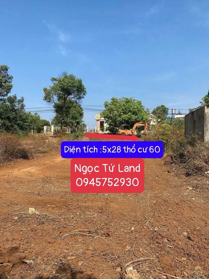 Đất thôn 4 Cư Êbur 5m x 28m, 60m² thổ cư, giá tốt nhất khu vực