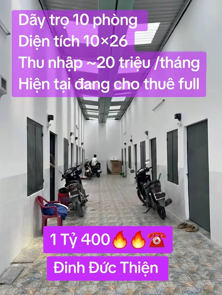 Dãy trọ 10 phòng đắc địa, thu nhập ổn định 20 triệu/tháng