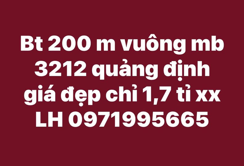 Bán đất đẹp 200m² mặt tiền 32m tại Quảng Định, Thanh Hóa giá chỉ 1,7 tỷ