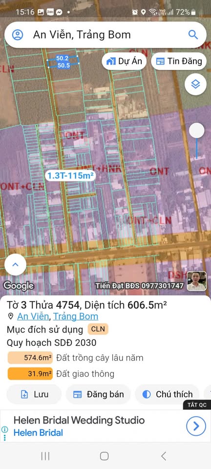 Đất vàng An Viễn - 606m2, sẵn nền, gần KCN Giang Điền