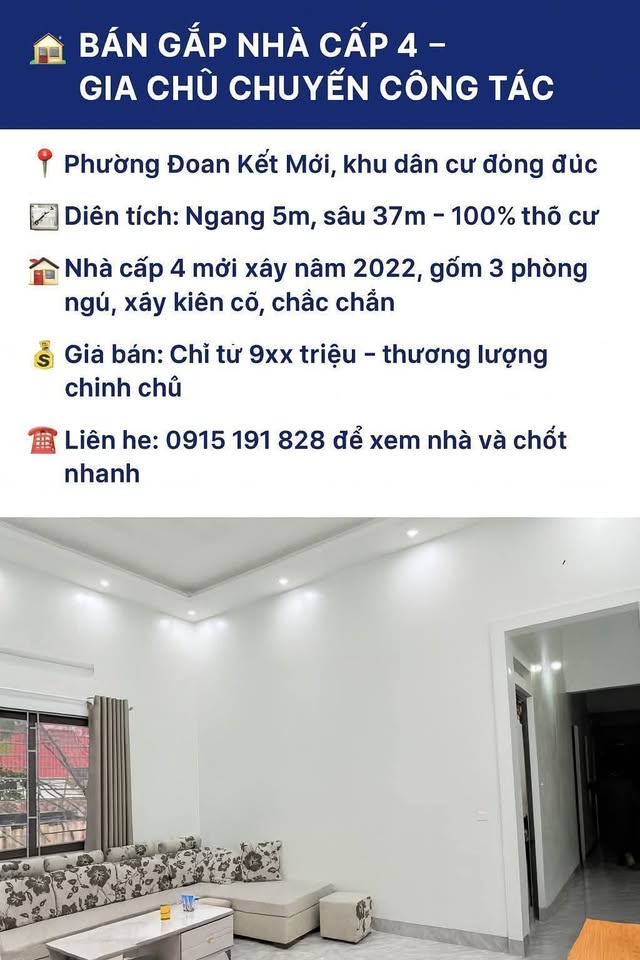 Chủ nhà đi công tác xa nên "tiếc hùi hụi" bán gấp căn nhà cấp 4 mới tinh, xây năm 2022 tại Phường Đoàn Kết Mới, Lai Châu