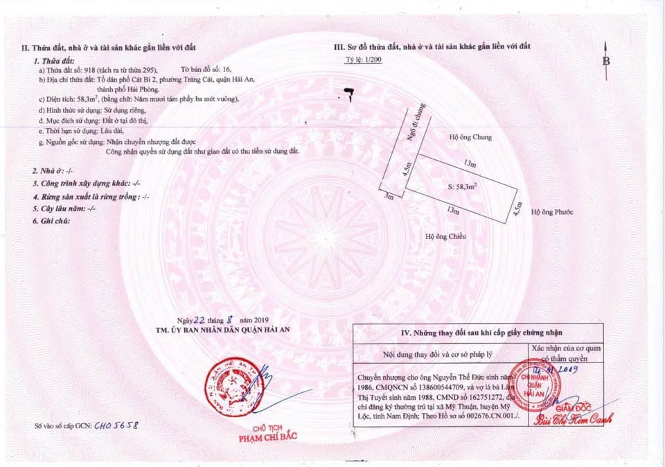 Bán đất Cát Linh, Dương Kinh, ngõ 3m, 58m2, 1,6 tỷ