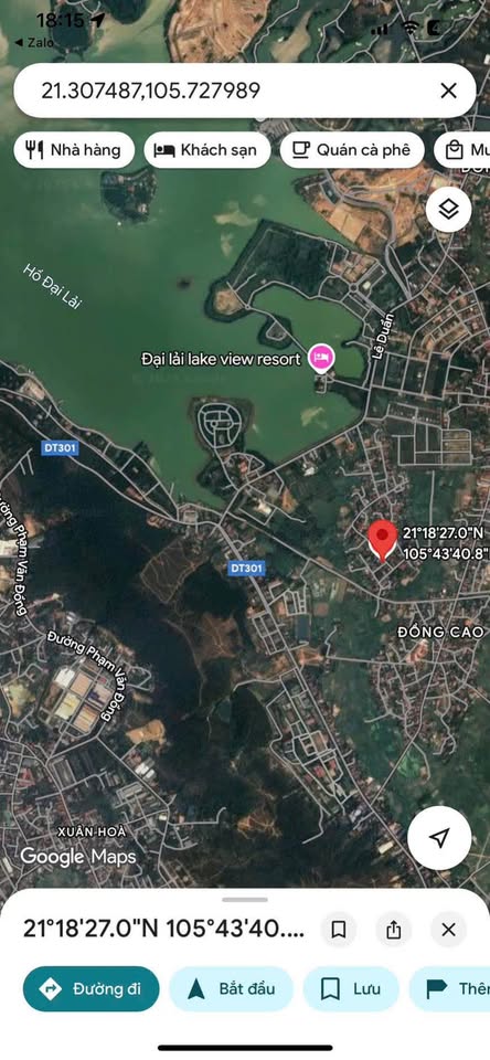 Đất thổ cư 218,9m2 mặt tiền 15m gần Hồ Thanh Cao, Đại Lải